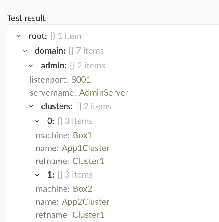 JSON list test results