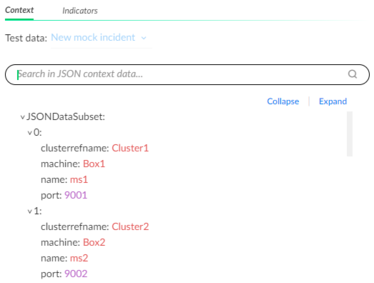 JSON data subset in the debugger panel